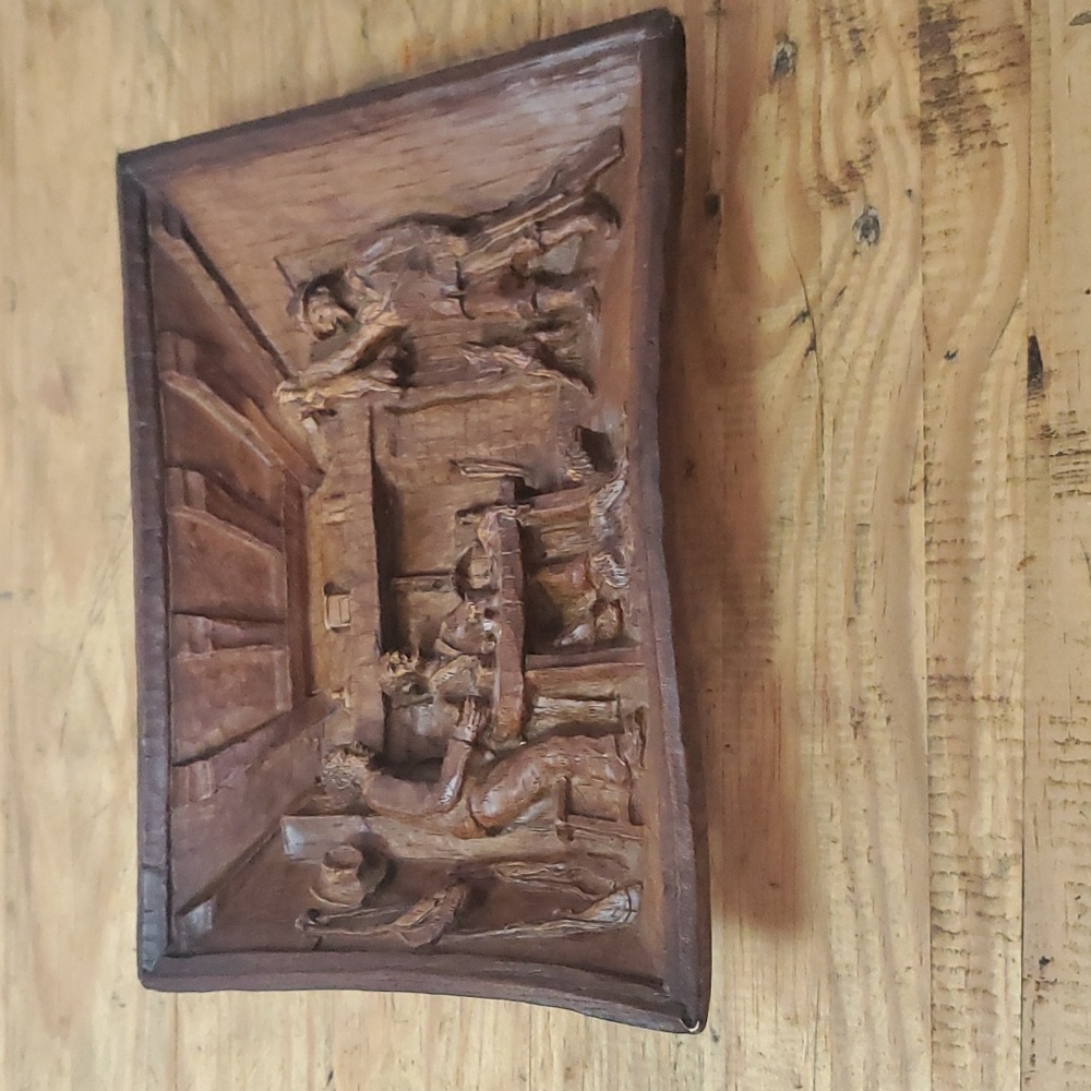 C.A. Morand Carved Folk Art Wall Plaque